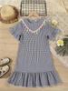 Charming Black & White Plaid Summer Dress for Girls - Stylish, Comfortable, Non-Elastic, Perfect for Parties & Casual Wear