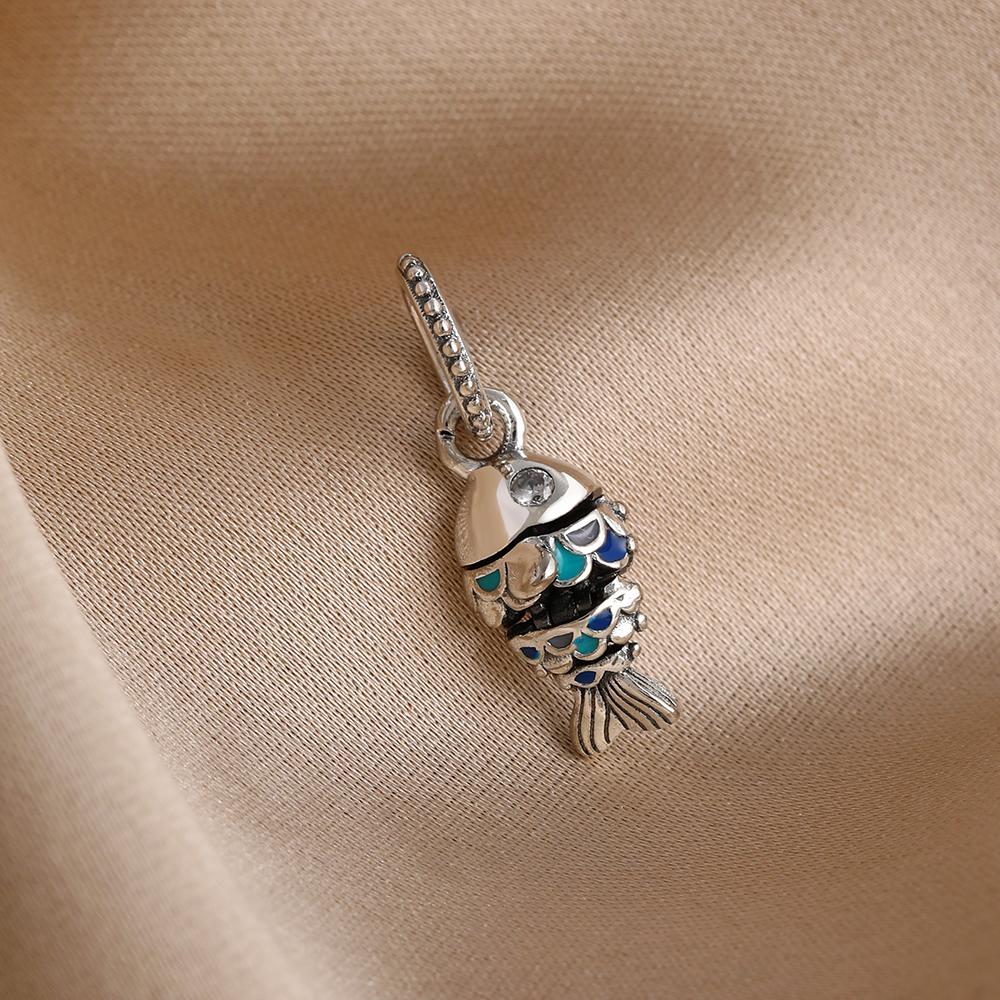 925 Silver Luck koi fish Pendant goldfish Blessing Charms mermaid Bead Fit Exquisite Bracelets DIY Jewelry Women Accessories Gift