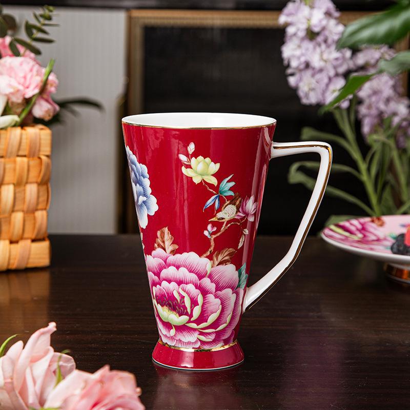 

Продвинутая костяная чашка для воды большой емкости, чашка для цветочного чая, чашка для чая, креативная бытовая керамическая офисная чашка 500ml