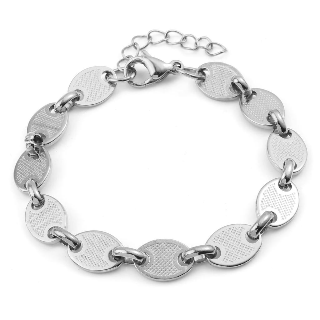 Neue Edelstahl-Armbänder für Damen Herren Oval Herz Karabinerverschluss Kette Armband am Handgelenk Schmuck Zubehör 18-19cm lang