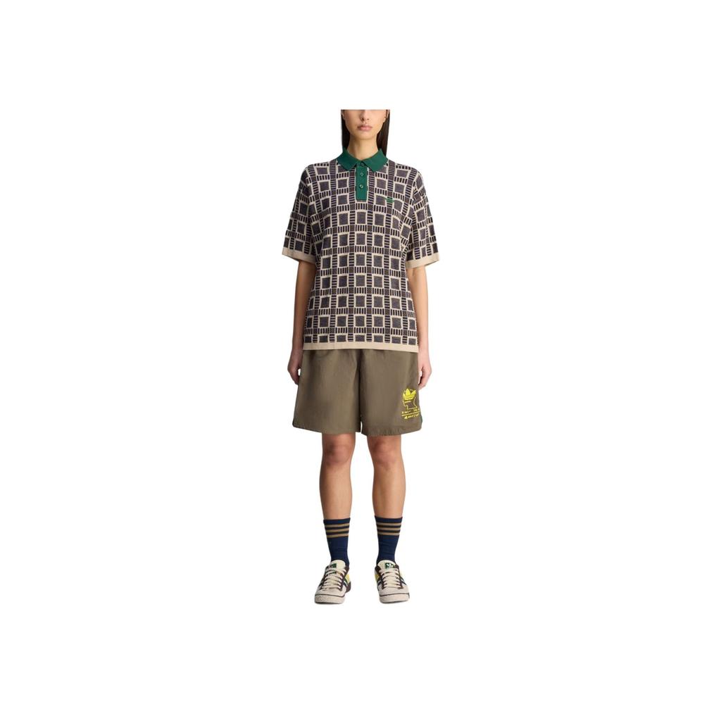 Adidas Originals X Brain Dead Collaboration Trefoil SS25 Sports Fashion Comfortable Short Sleeve Polo Shirt Unisex Polo Shirts Dust-Sand JN7151