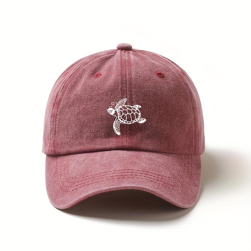 A Black Baseball Cap with Turtle Embroidery  Adjustable Lightweight Unisex Sun Hat Casual Outdoor Beach Hat