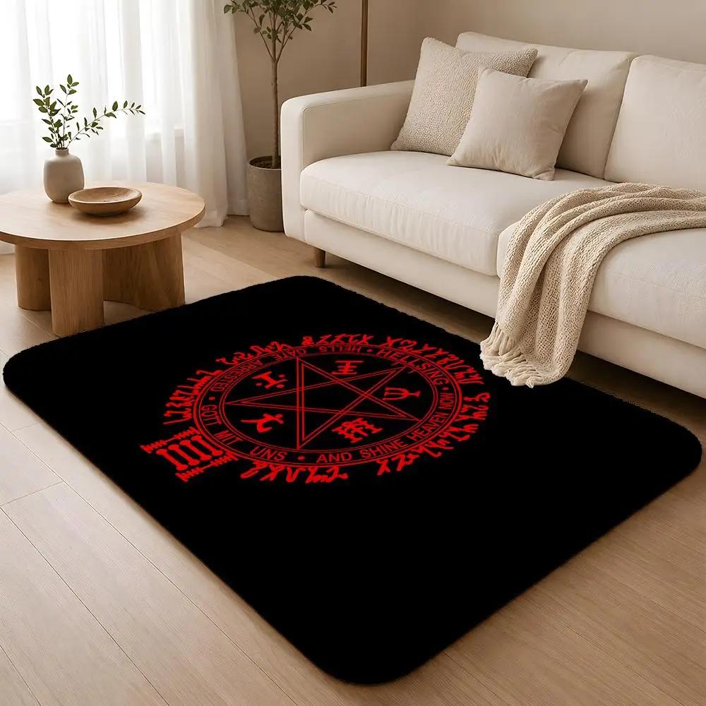 Anime H-Hellsing Floor Mat Machine Washable Soft Flannel Area Rug, Non-Slip Absorbent Floor Mat for Living Room Bedroom