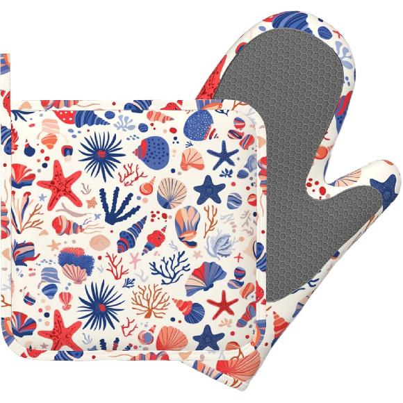 Day of The Dead Oven Mitt and Pot Holder with Silicone Heat Resistant Kitchen for Cooking BBQ Baking Grilling Cooking Protection