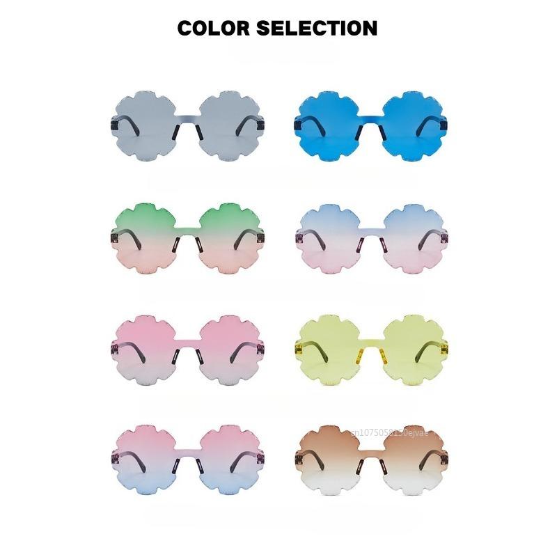 Luxury Round Children'S Sunglasses Rimless Shades Sun Glasses For Boys Girls Vintage Flower Shape Sun Glasses Eyewear Uv400