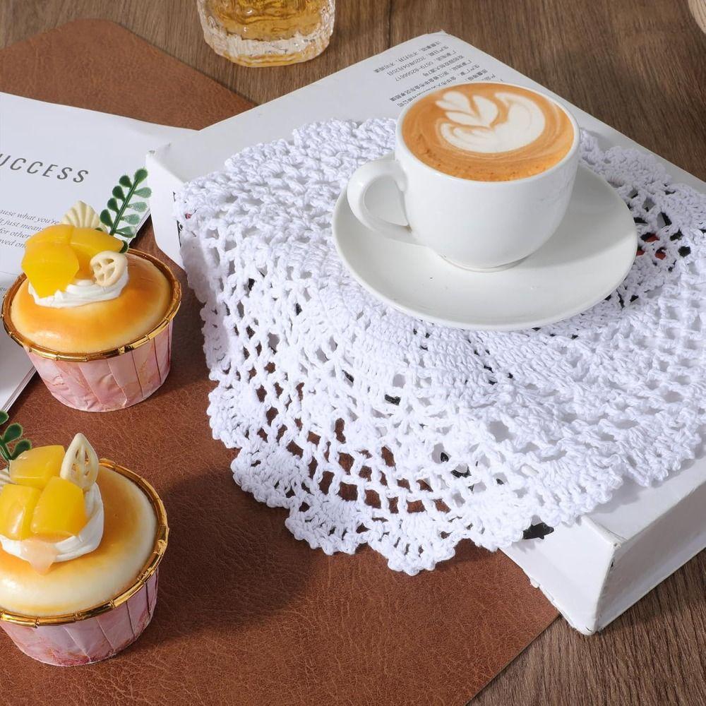 Round Crocheted Doilies Vintage Tablecloth New Table Mat