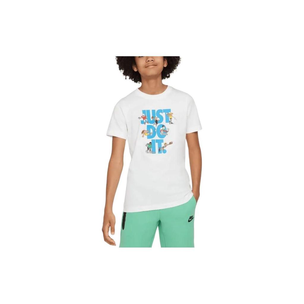 Nike Jdi White Printed Letter Casual Round Neck Short Sleeve T-Shirt Kids Tops FN9667100