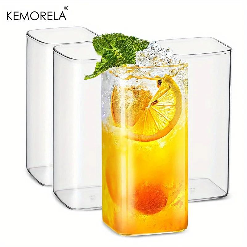 

4pcs Drinking Glasses Cups 15oz/19oz Thin Highball Glasses Clear Tall Glass Cups For Water Juice Beer Drinks And Cocktail 500ml