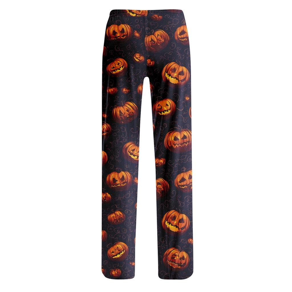Women's Drawstring Halloween Printed Pants Casual Trousers with Elastic Waist