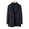 High-end wool double-sided denim coat for men, removable down lining, suit collar, windbreaker, warm mid-length coat