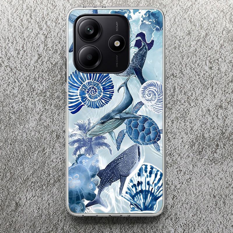 Ocean Starfish Sea Turtle Shark Phone Case For Xiaomi Redmi Note 14 14S 13 12S 12 10 10S 11 Pro Plus 11S 11E 11T 9 9S Soft Silic