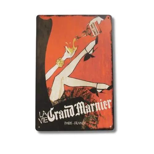 Grand Marnier Pinup Girl Tin Sign Whiskey Bar Art Man Cave Decor 20x30cm(7.8x11.8inch)