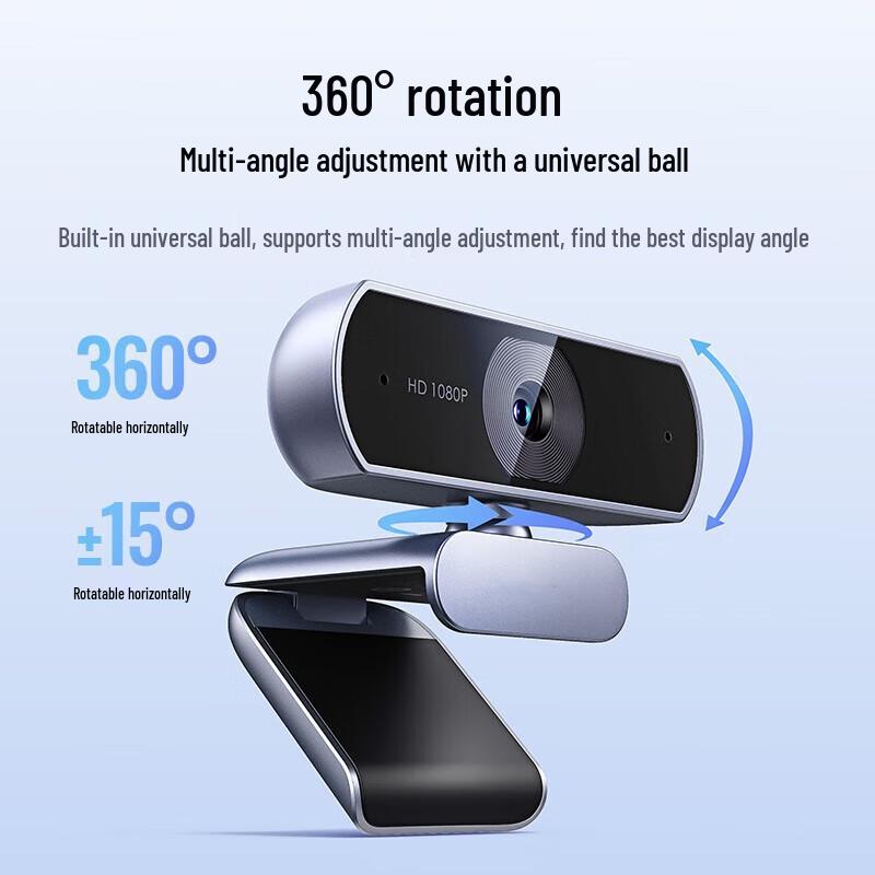 USB 1080P HD Webcam with Dual Mics