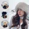 Y2K Fluffy Faux Fur Bucket Hat Women Rabbit Fur Warm Thick Plush Winter Hat Lady Luxury Fashion Furry Panama Fisherman Cap