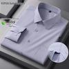 ROMON Men's Solid Color Wrinkle-Free Long Sleeve Formal Shirt