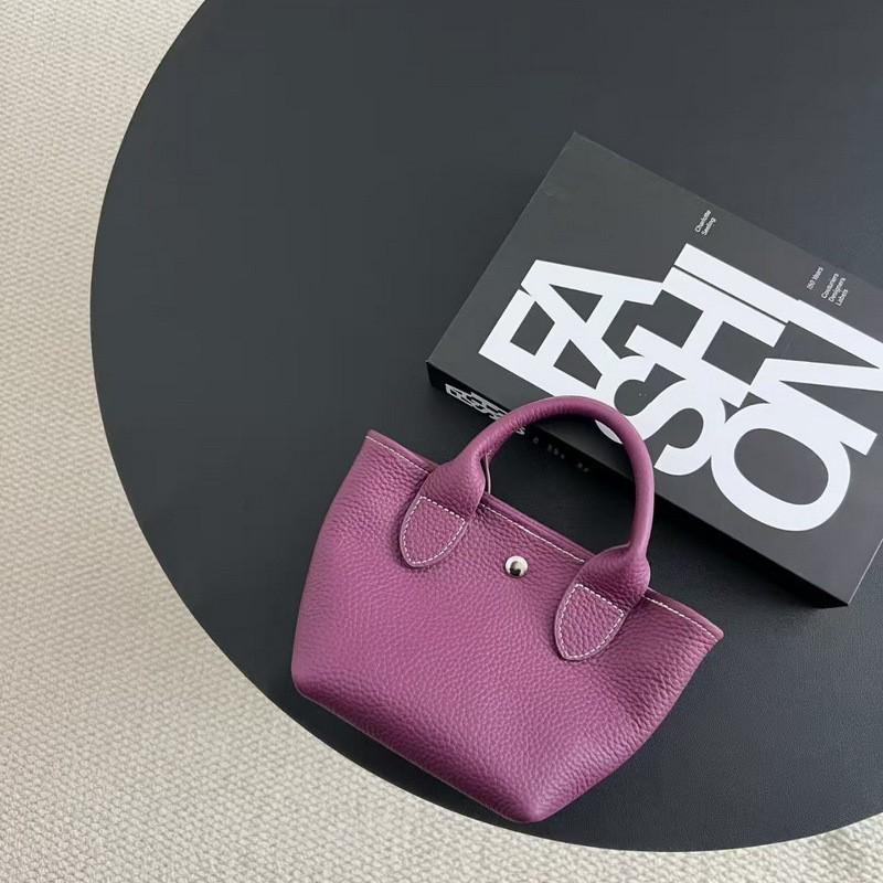 

2026 New Leather Women s Bag First-layer Cowhide Togo Simple Mini Vegetable Basket Bucket Single Shoulder Diagonal 21x14x9CM with inner pocket shoulder strap фиолетовый