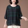 Women's Plus Size Striped Chiffon Blouse - Summer Loose Fit Top 6353