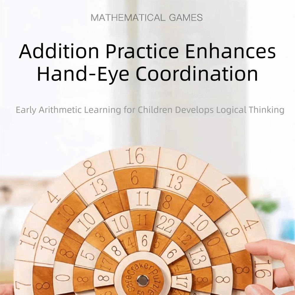 Classic Number Wooden Puzzle Round Turntable Brain Teaser Toy Number Puzzle  Children Learning