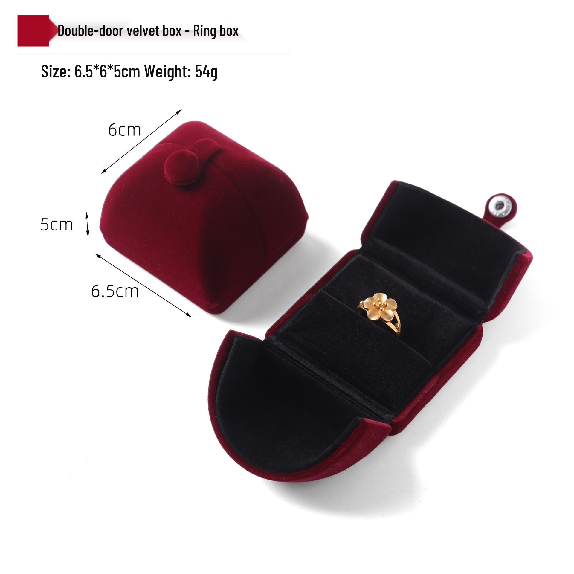 

11-Color Velvet Snap Button Double Opening Ring Display Box - High-Grade Romantic Couple Diamond Ring Gift Packaging.