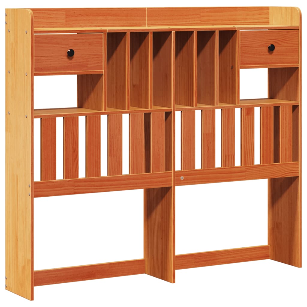 Solid Wood Bed with Shelf without Mattress Wax Brown 135 x 190 cm