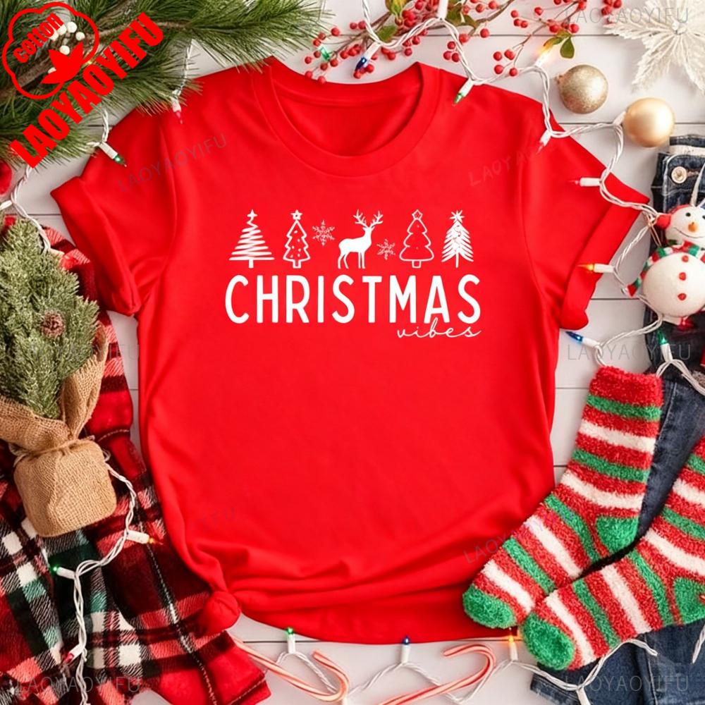 

Christmas Vibes Sweatshirt Christmas Tshirt Holiday Casual Unisex Clothing Xmas Unisex Women Simple Daily Life Cotton Short Sleeve S