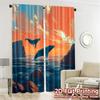 Set Of 2 Minimalist Flat Printing Curtains Without Rod Ocean Odyssey Popular Semi Decorations Home Curtain Sheer Polyester