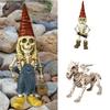 Durable Resin Skeleton Statue Gnome For Spooky And Charming Halloween Decorations