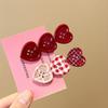 Sweet Plaid Heart Button Duckbill Clip Cute Side Bangs Hair Clip Girls Fashion Hair Accessories