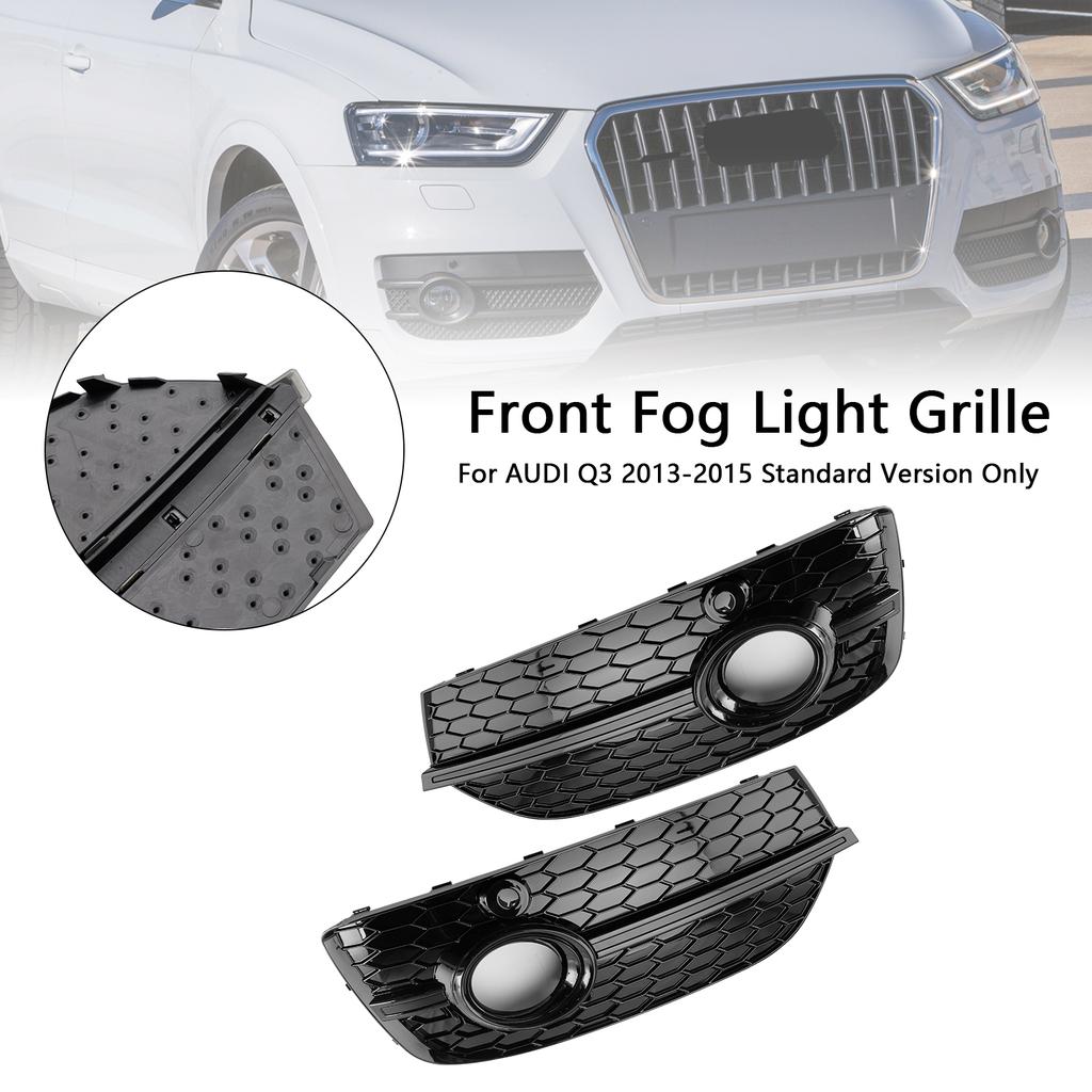RSQ3 Style Honeycomb Front Fog Light Covers Fit Q3 2013-2015 Gloss Black