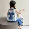 2026 Bohemian Summer Outfit for Girls: Sleeveless Vest & Wide-Leg Pants Set (Small/Medium)