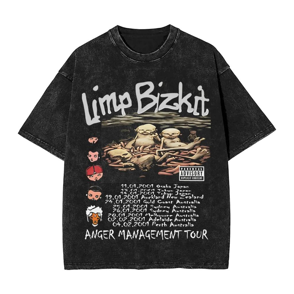 Hot Sale Rap Metal Band Limp Bizkit Graphic Print TShirt Unisex Women Retro Washed Cotton Oversized Streetwear Fashion Summer Tee