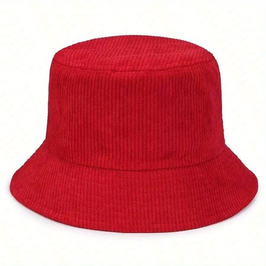 Thick Corduroy Simple Wide Brim Warm Bucket Hat