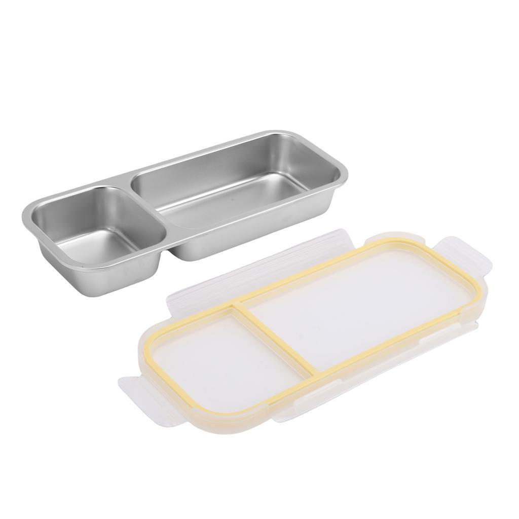 Portable Snack Container 304 Stainless Steel Sealed 2 Compartment Food Storage Container for Travel Camping Picnic