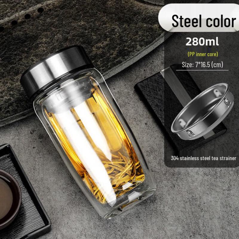 MINGHUI Double-Layer Transparent Glass Cup Double-layer 280ml