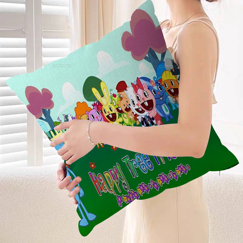 Happy Tree Friends Pillow Covers Cartoon Sofa Decorative Home Double-sided Printing Short Plush Cute Cushion Cover
