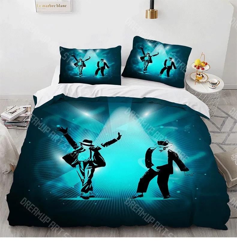 Ensemble de literie Michael Jackson Ensemble de housse de couette Housse de couette légère et douce Literie décorative pour adolescents Garçons Filles Cadeau Grand EU Single 90x200cm