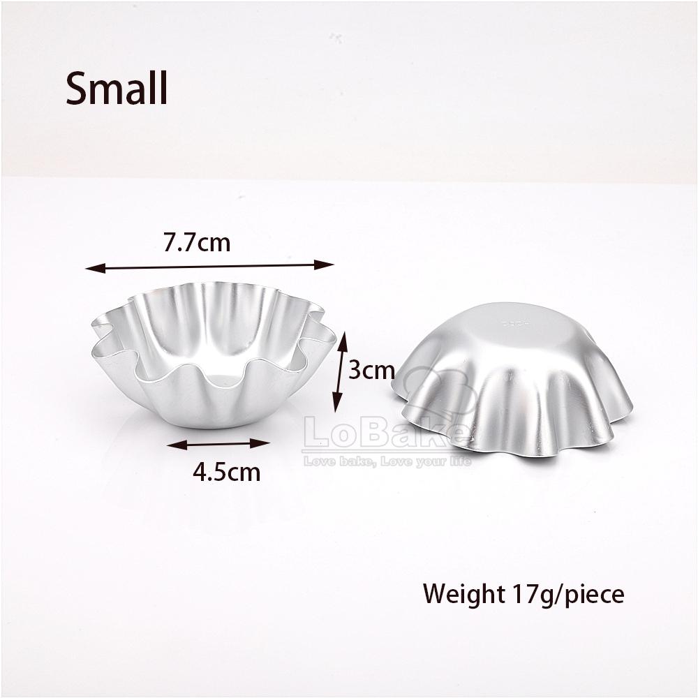5 st/parti 2 storlekar Blomma Vågig Rund Form Aluminiumlegering Tartform Gelépuddingformar Desserthållare för DIY Baktillbehör
