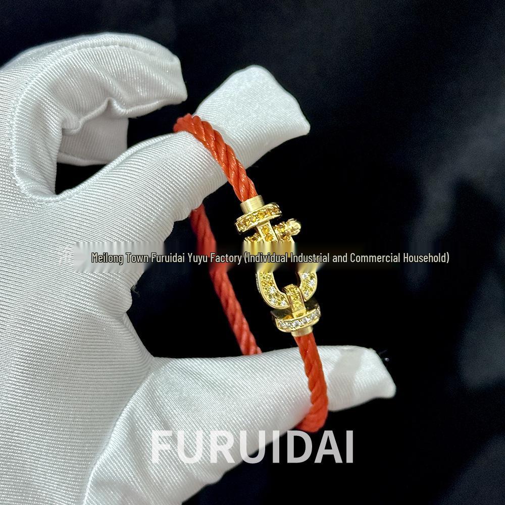 Fei Family Year of the Horse Diamond Horseshoe Buckle 8-Shaped Bracelet - Unisex, Versatile DIY Hand Rope for Couples