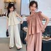 Girls Clothes Summer Kids Fashion Flouncing Tops & Pants Two Piece Set Children Sleeveless Suit Teenager Girl Outfits