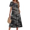 Ladies' Striped Printed Casual and Fashionable Short Sleeved Round Neck Dress