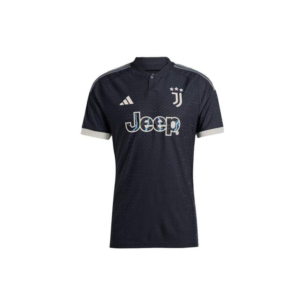 Adidas Ювентус 23/24 третий подлинный трикотаж с текстовым принтом в стиле пэчворк с коротким рукавом мужской футбольный трикотаж черный IQ4854