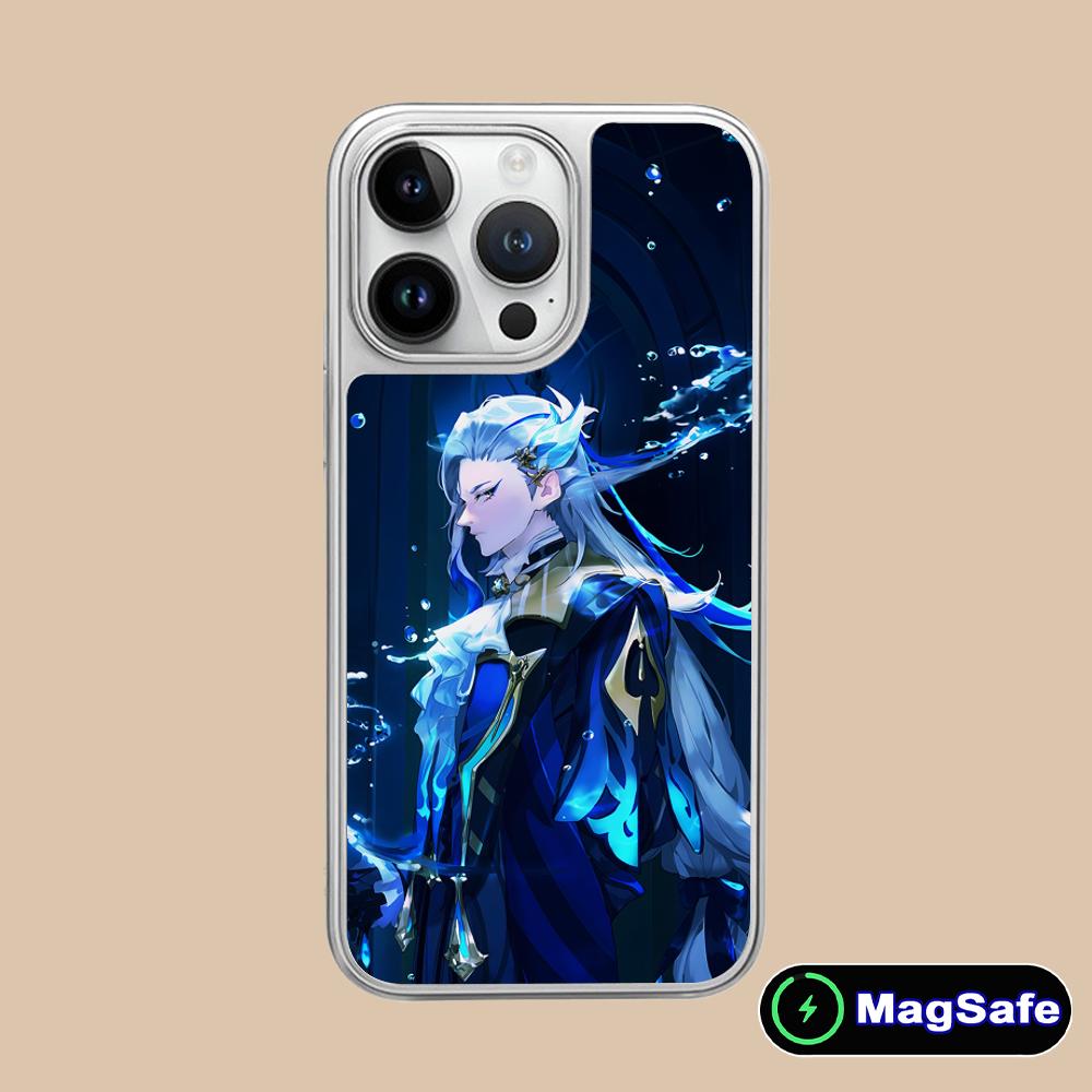Game GI Neuvillette Silver Plating Magsafe Mobile Phone Case for iPhone 17 16 15 14 13 12 11 Air Pro Max Plus Colorful Cover