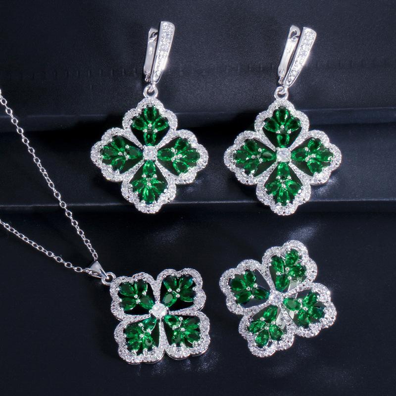 Micro-Set Zircon Earrings, Rings, Pendants, Three-Piece Small Set, Multi-Color Optional.