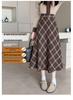 Korean Wool Plaid Midi Skirt: High-Waisted, Plus Size, Slimming A-line - Winter 2026