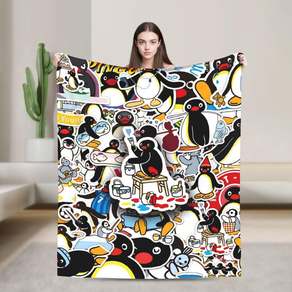Cute Pingu Penguin Blankets Quality Warm Throw Blanket Spring Decorative Living Room Fashion Bedspread