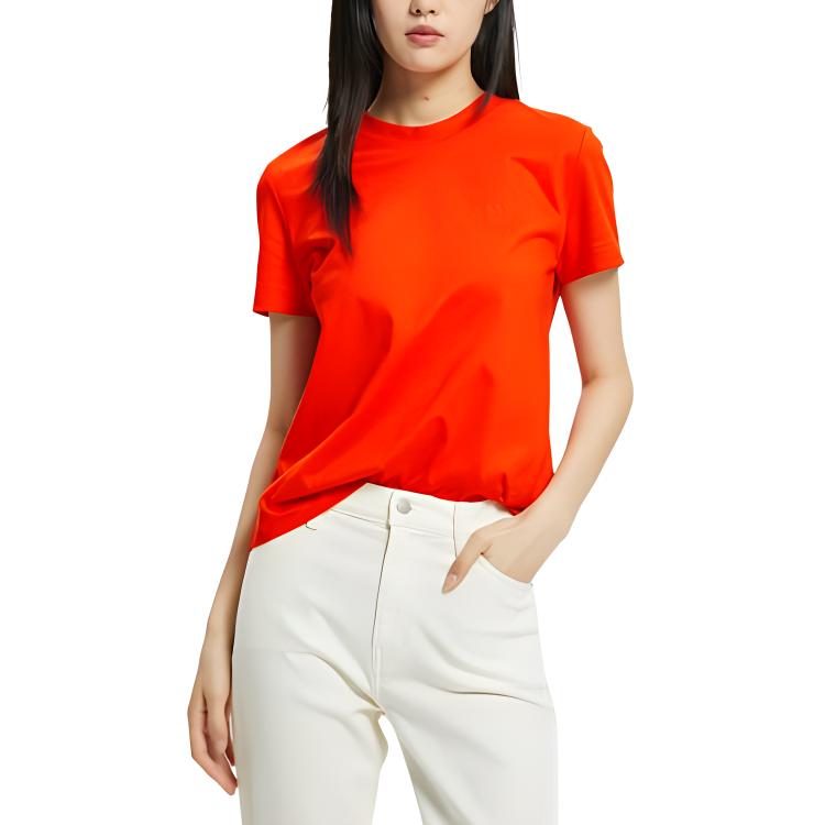 

Calvin Klein Casual Cotton Slim Fit Embroidered Round Neck Short Sleeve T-Shirt Unisex Tops Bright-Orange 40WH105-801 M
