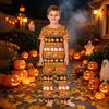 Family Matching Halloween Print Short Sleeve Pajama Set - Top and Pants for Mom and Kids