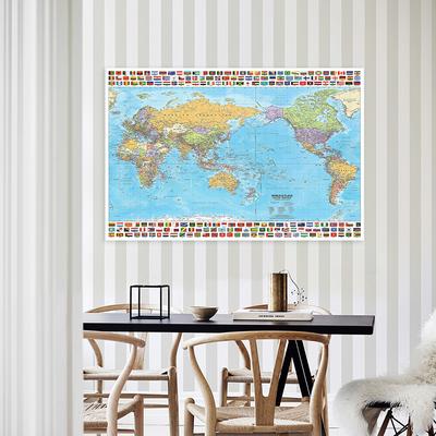 Foldable World Map In English With Country Flag Decorative Hanging Picture Artistic Background Wall School Supplies 100*70cm