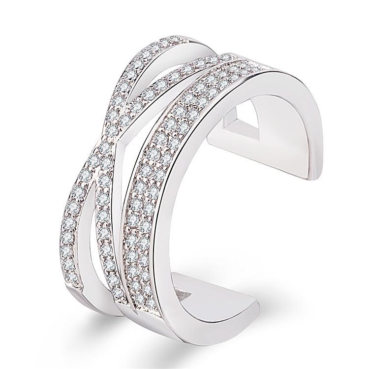 Fashionable And Creative New Women 'S Rings Korean Style Open Diamond Ring Tail Ring Jewelry 