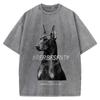 Bawełniany T-shirt Oversize, Jednokolorowy Doberman, Vintage Streetwear, Koszulka Unisex